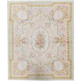 Hand-Knotted High-Quality Beige and Green Area Rug
