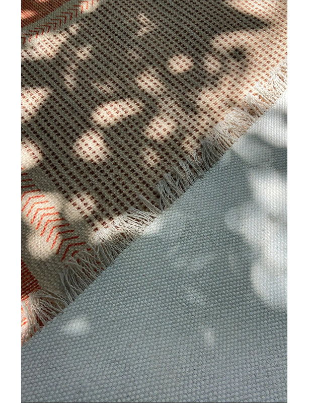 Bahama rayé moderne brique beige kilim scandinave, Tapis de couloir 3 pi 9,81 po x 9 pi 10,11 po