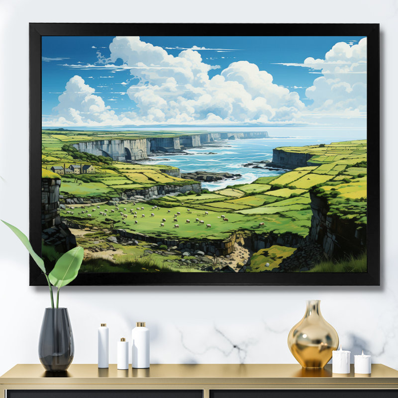 " Ireland Emerald Isle This IV ", Cadre simple noir, H 34 po x l 44 po x P 1,5 po