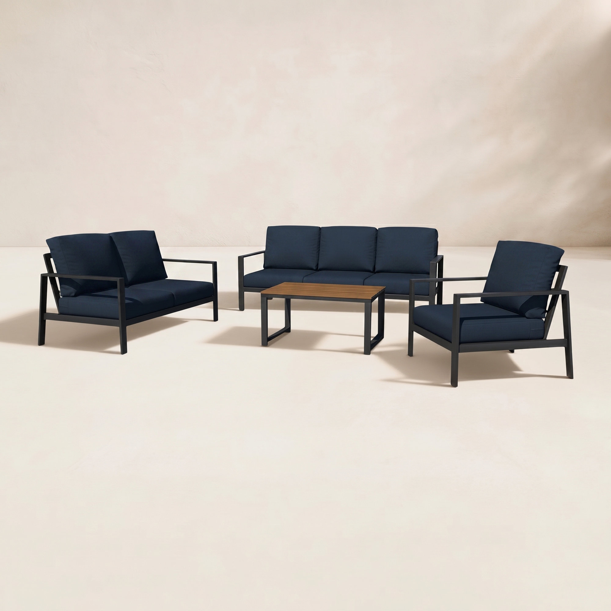 Townsend Sofa Seating Group with Sunbrella Cushions, Mahogany, Canvas Navy Sunbrella® Canvas