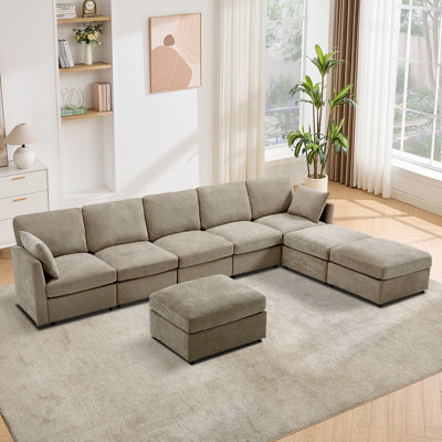 110" Upholstered Modular Sofa Modern Sectional