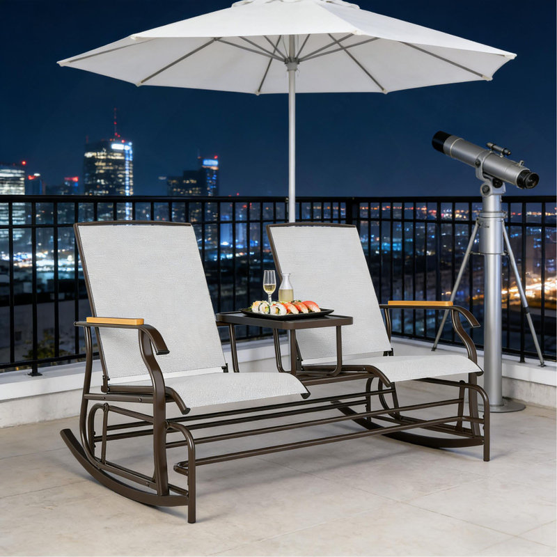 Banc oscillant de style nordique, banc d'extérieur pour 2 personnes