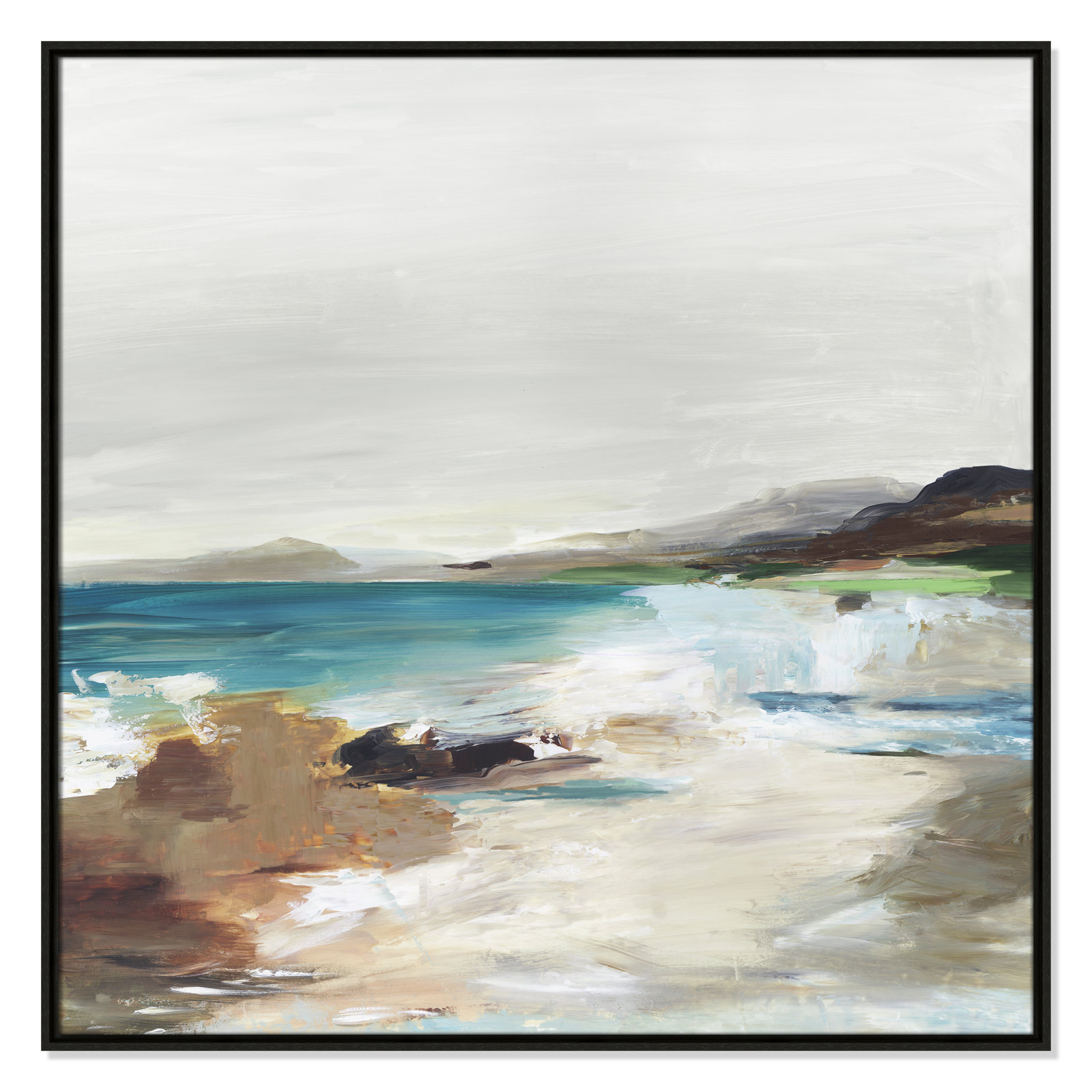 Edan "Calm Lake II" Print by Allison Pearce, 37.5" H x 37.5" W, Espresso Framed