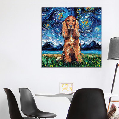 « Red Cocker Spaniel Night » par aja Trèves, reproduction d’art