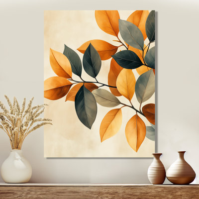 Reproduction d'art de feuilles de terre I - feuillage orange