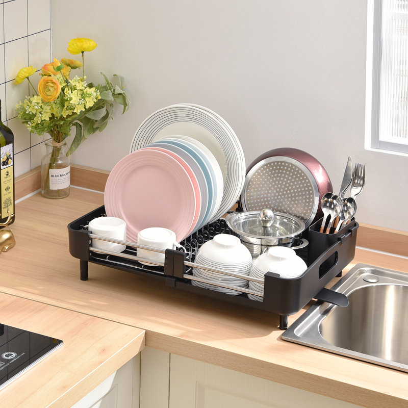Stainless Steel Adjustable Dish Rack, Extendable Extra Large Capacity Dish Drying Rack, Kitchen Plate Rack