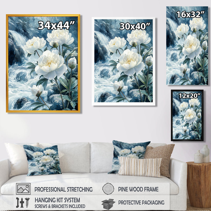 Broadmoor - impression sur toile florale, H 32 po x l 16 po, Reproduction encadrée d'une seule photo, Doré