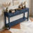 60'' Fir Veneer Entryway Table with Honeycomb-patterned Fronts,Modern Stylish Console Table-88726052