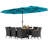 11 PCS Patio Wicker Dining Set with Double-Sided Outdoor Umbrella 8 Stackable Chairs-1045648924-1045648928
