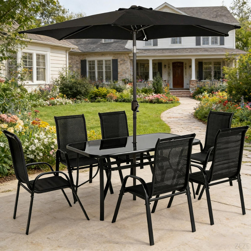 Ensemble de conversation d'extérieur, ensemble de table et chaises de salle à manger de patio, ensemble de mobilier de patio 8 pièces
