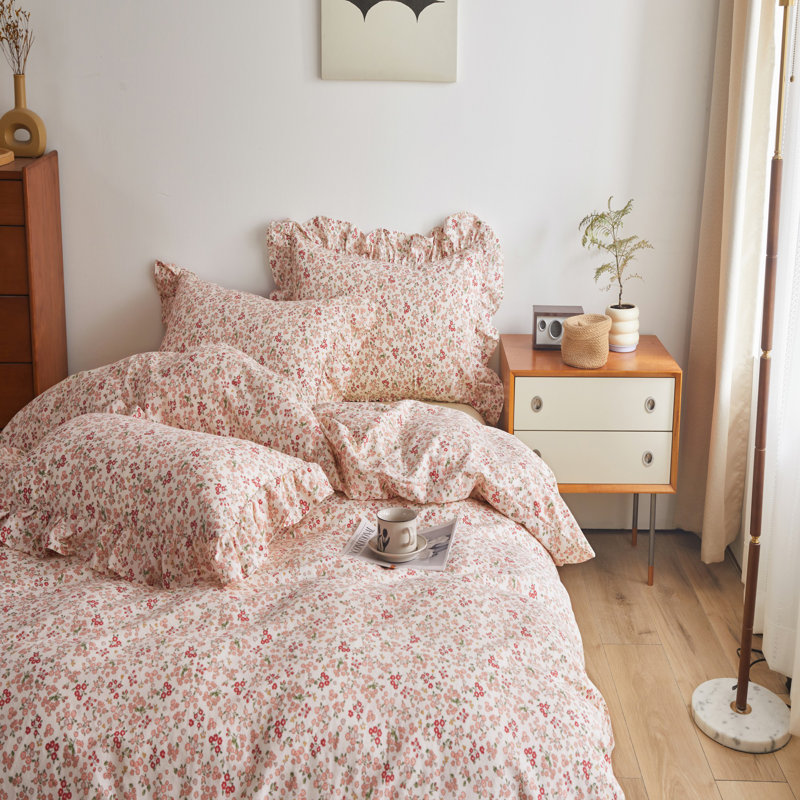 Microfiber Floral Print Comforter Set, Twin XL Comforter + 2 Pillowcases