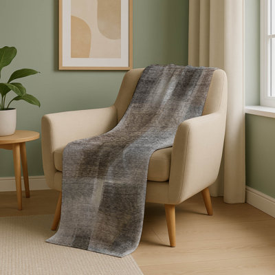 Addison Machine Washable Sherpa ASB742 Squares Throw Blanket