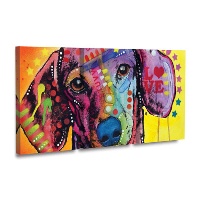 Ensemble de 3 panneaux Dean Russo Tilt Dachshund Love