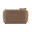 Canapé deux places en chenille marron avec 2 coussins décoratifs assortis