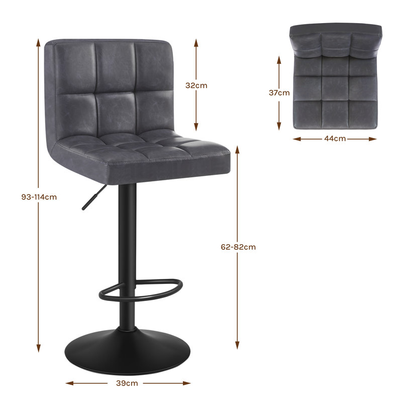 Deristin Swivel Upholstered Adjustable Height Counter Stool with Metal Frame, Anthracite