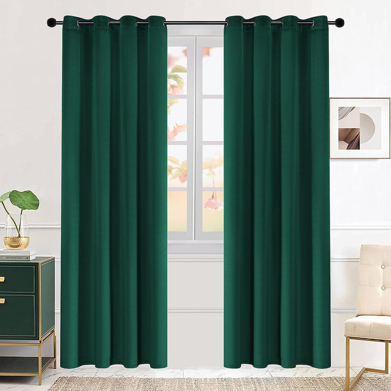 Velvet Blackout Curtain Pair, 52" W x 72" L, Green