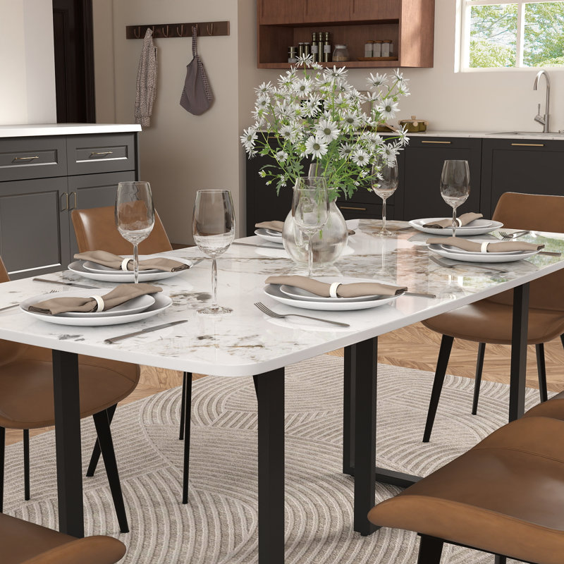 Table de salle à manger Evannie, Noir, Pandora, H 29,53 po x L 70,87 po x l 35,43 po
