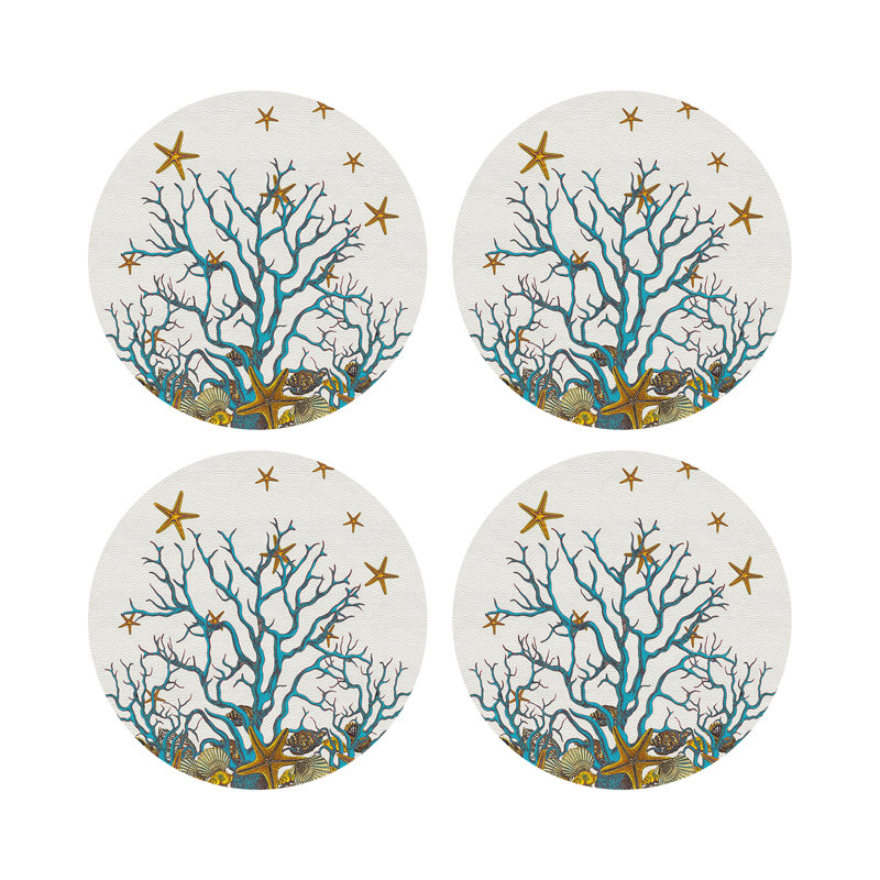 Napperon Coral Reef, Blanc turquoise