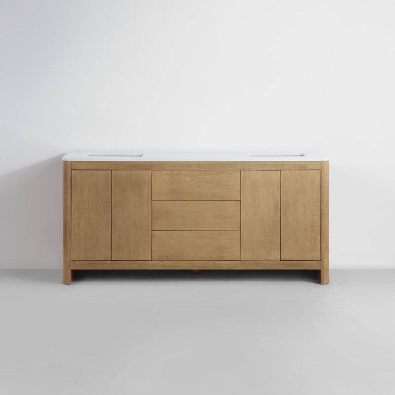 72'' W Double Vanity, Brushed Oak