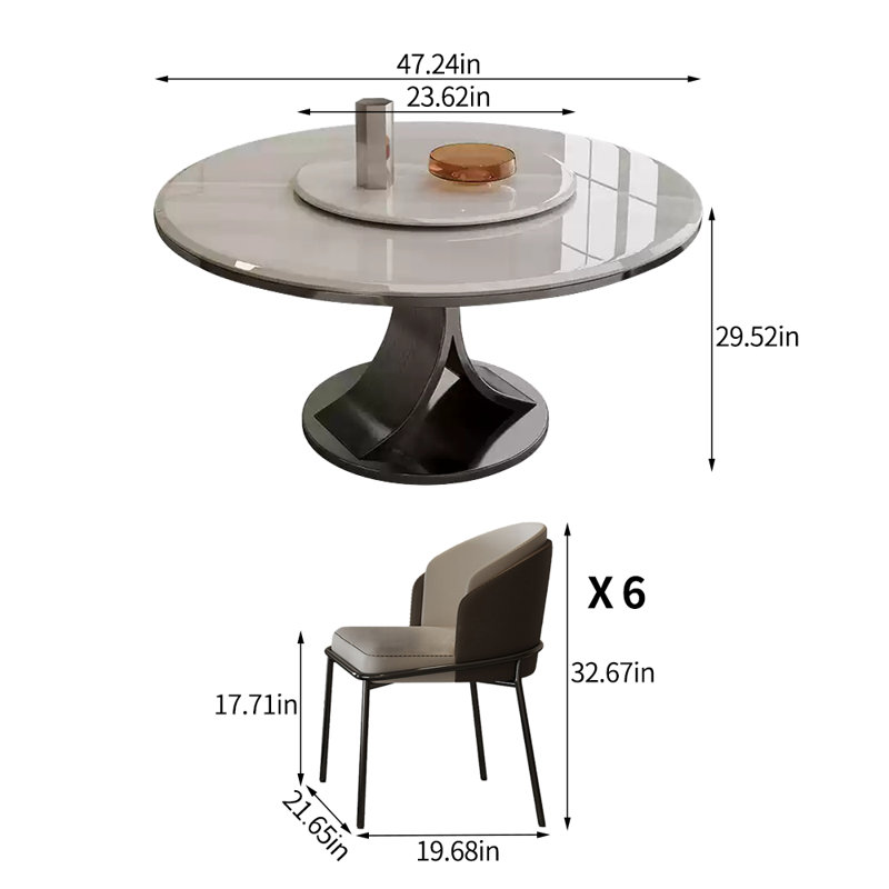 Ensemble de table de salle à manger moderne et simple en cristal, H 29,52 po x L 47,24 po x l 47,24 po