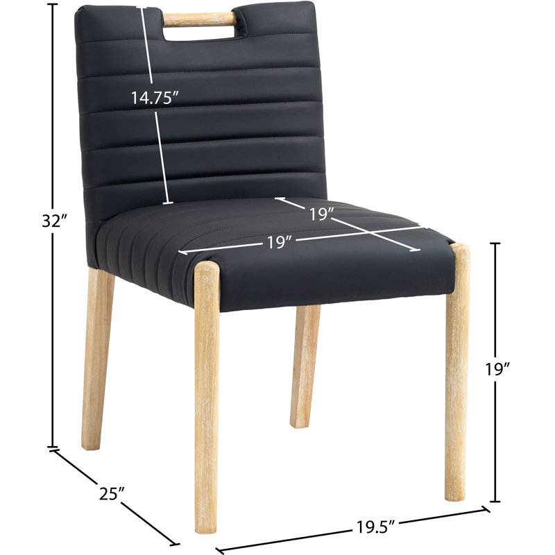 Chaise d'appoint en cuir Aimee, Cuir végétalien noir, Naturel