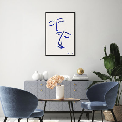 «Abstract Couple Blue and White» par Joss & Main, reproduction sur toile flottante