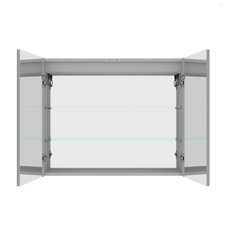 Armoire à pharmacie 36 po x 30 po avec miroir de coiffeuse à DEL, anti-buée, à intensité variable, encastrée ou à fixation en surface, armoire de salle de bain à double porte en aluminium 3000K ~ 6000K avec interrupteur tactile
