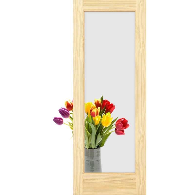 Porte-fenêtre en verre plane légère, Bois naturel, 32 po x 80 po