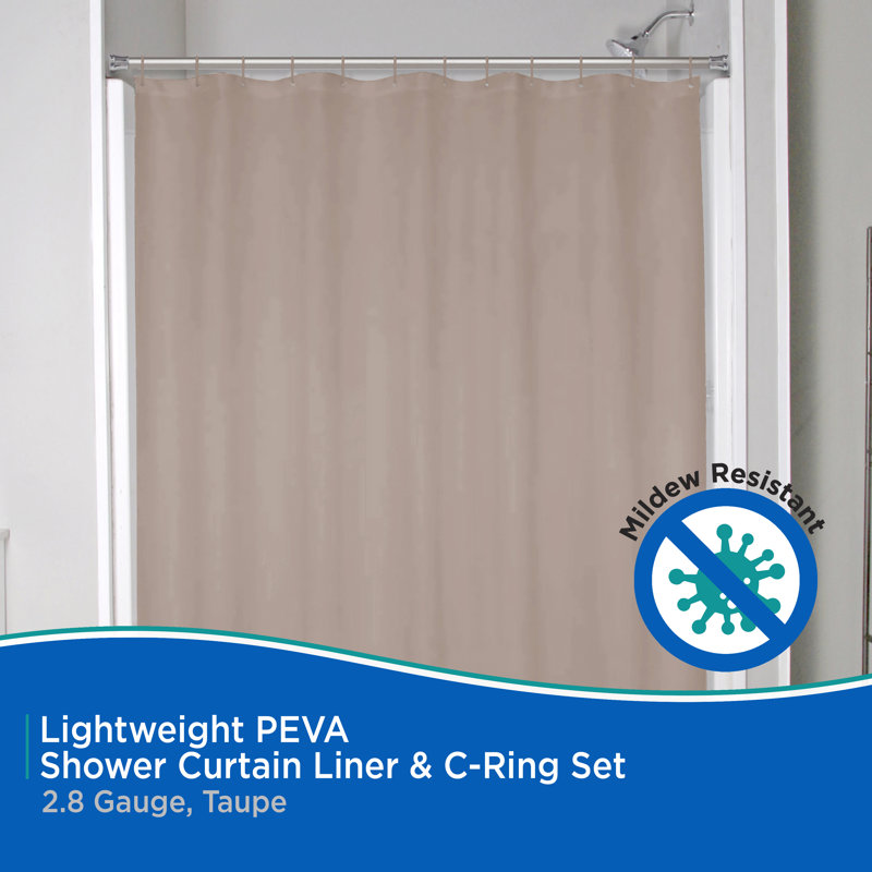 Taupe 70" x 72" PEVA Shower Curtain and Liner Set with Rings