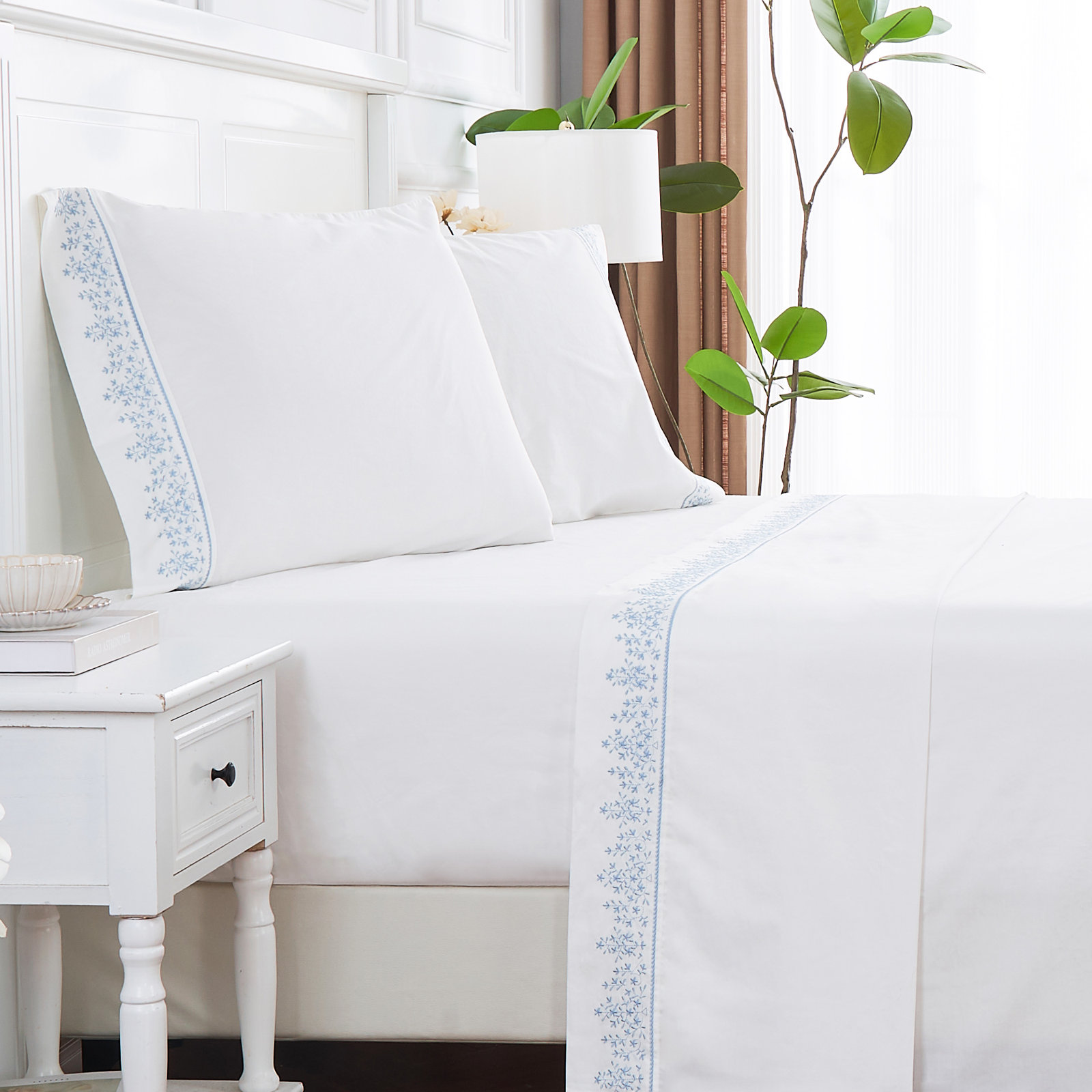 Cali Cotton Sheet Set, Full Sheet Set with 2 Pillowcases, Blue