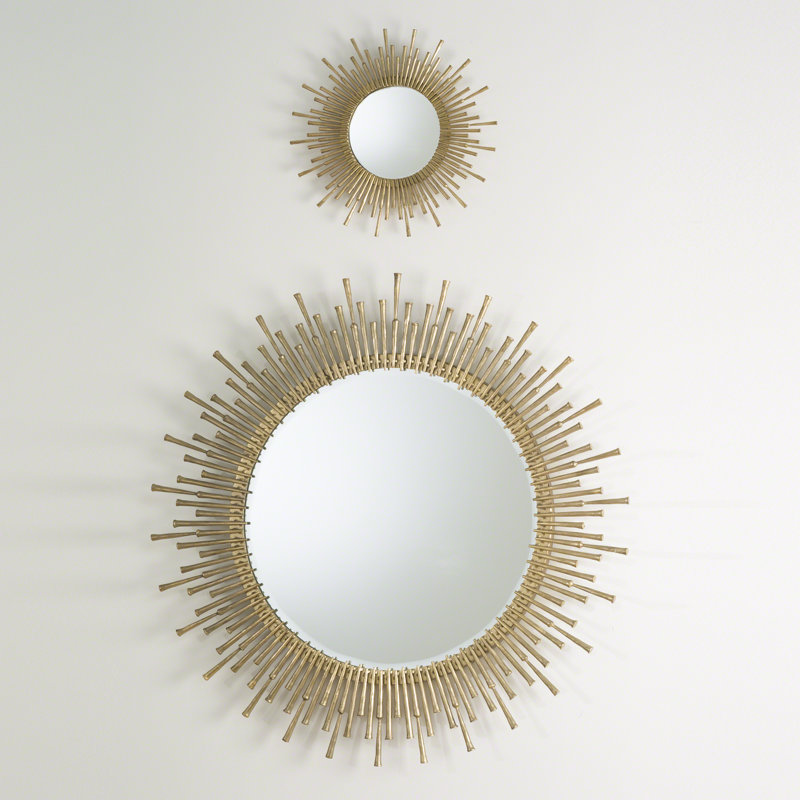 Spike Mirror, Antique Brass
