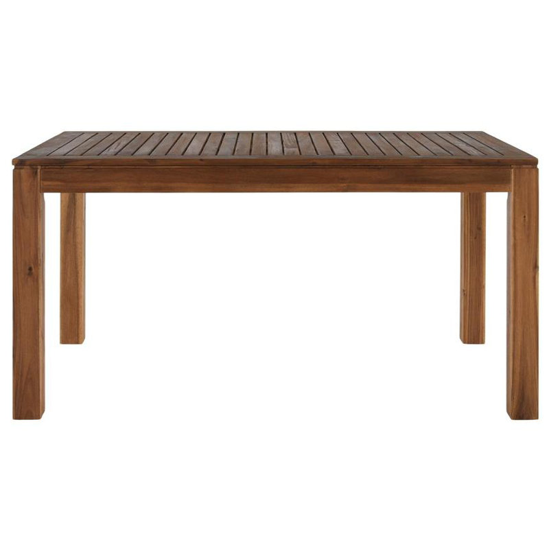 Laguna Rectangular Acacia Outdoor Dining Table With Umbrella Hole , 59'' in. W 35.5'' in. D