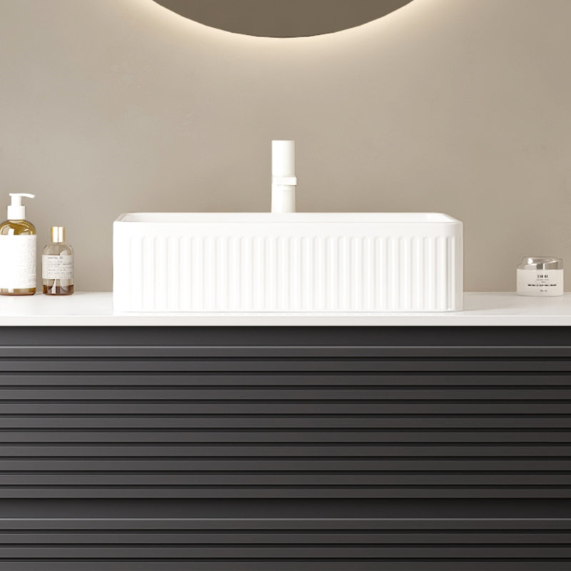Lavabo vasque de salle de bain sans armoire, lavabo en céramique blanc de 20 pouces et pratique, trou de robinet pré-percé de 1,38 pouce, tuyau de drain extensible avec couvre-trou, accessoire de teinture moderne indispensable, accessoire