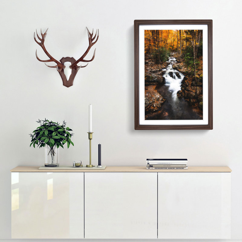 Woodland Stream - Picture Frame Painting Print, 87cm H x 62cm W x 2cm D, Walnut Framed