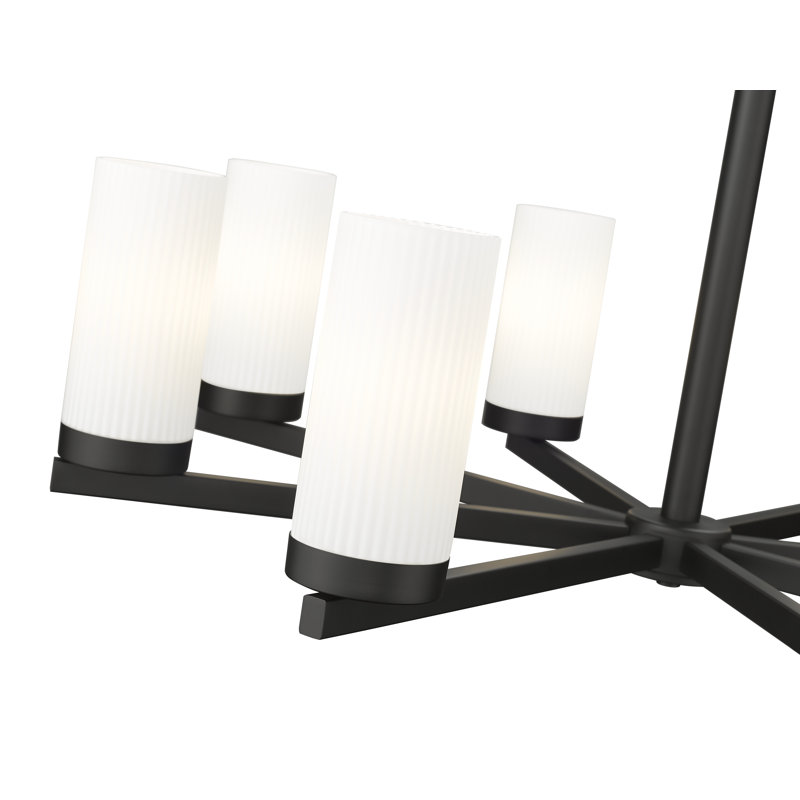 Lustre 6 lumières Layson, Noir mat