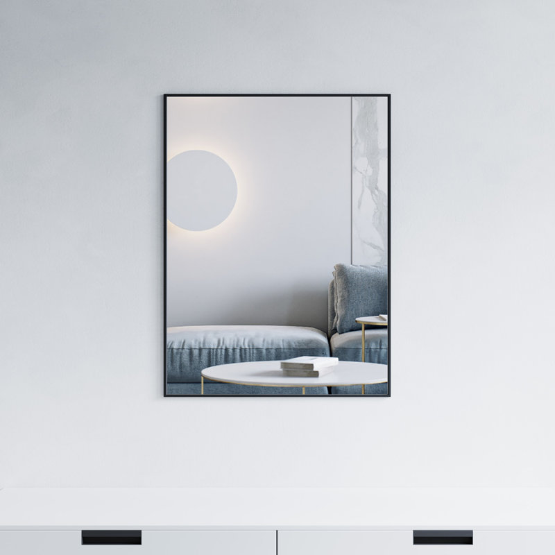 Akhilesh Metal Flat Wall Mirror, 31" H x 24" W, Black