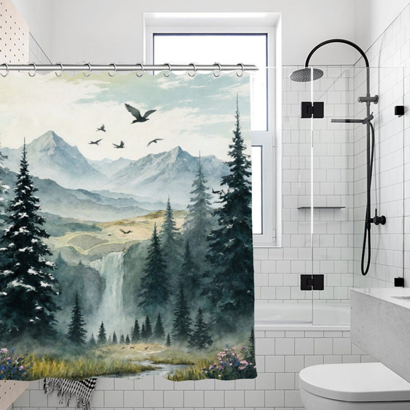 Rideaux de douche Mountain Waterfall, 71 x 71 po