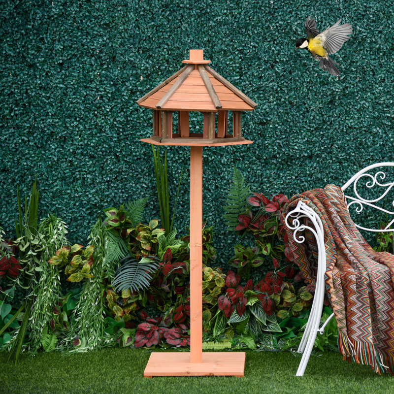 Kira Wood Freestanding Tray Bird Feeder
