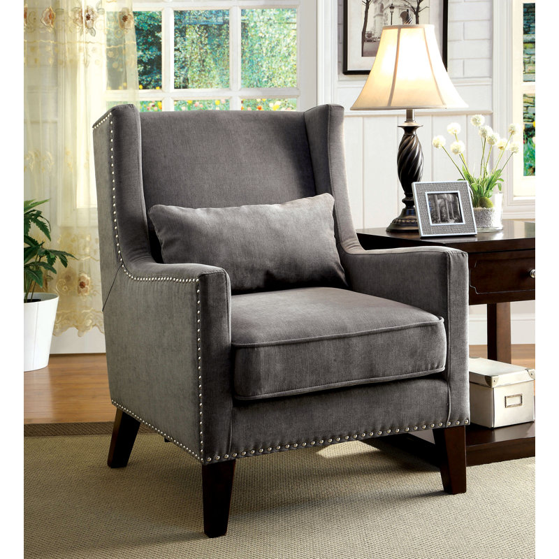 Marlow Upholstered Wingback Chair, Gray 100% Polyester