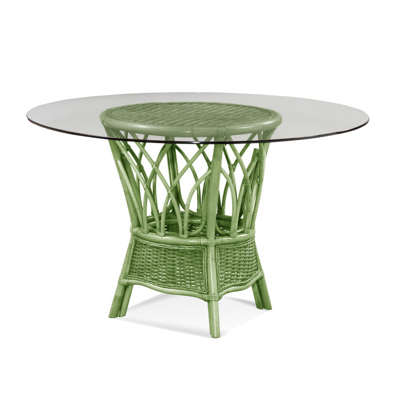 Everglade Round Glass Dining Table, 29.5" H x 48" W x 48" L, Celery