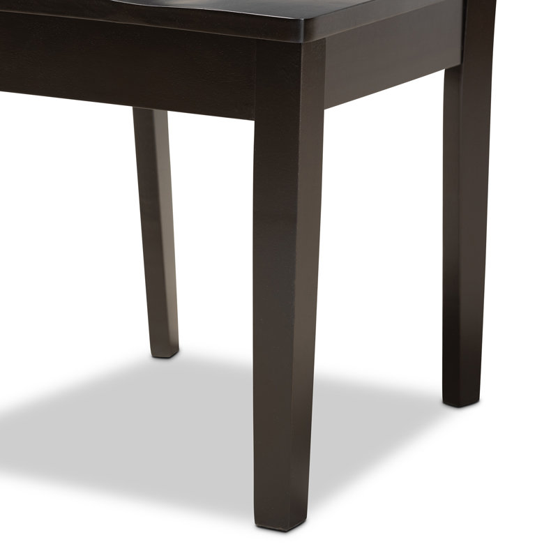 6 - Person Four Leg Dining Set, Dark Brown, Dark Brown