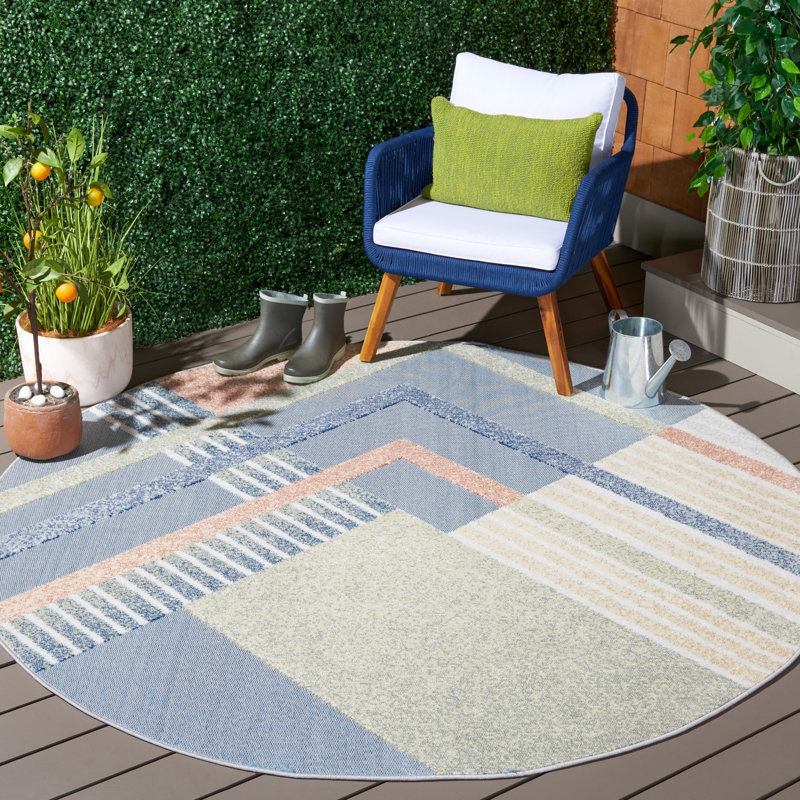 Chudney Performance Geometric Indoor/Outdoor Area Rug, Round 6'7"