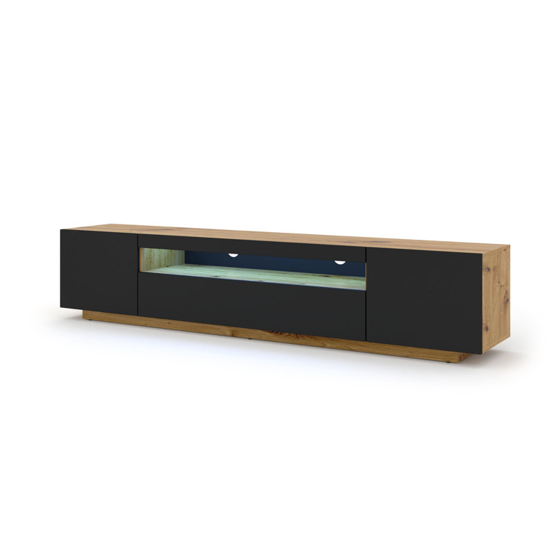 Athanasia Unfinished TV Stand for TVs up to 88", Oak Artisan/Black Matt
