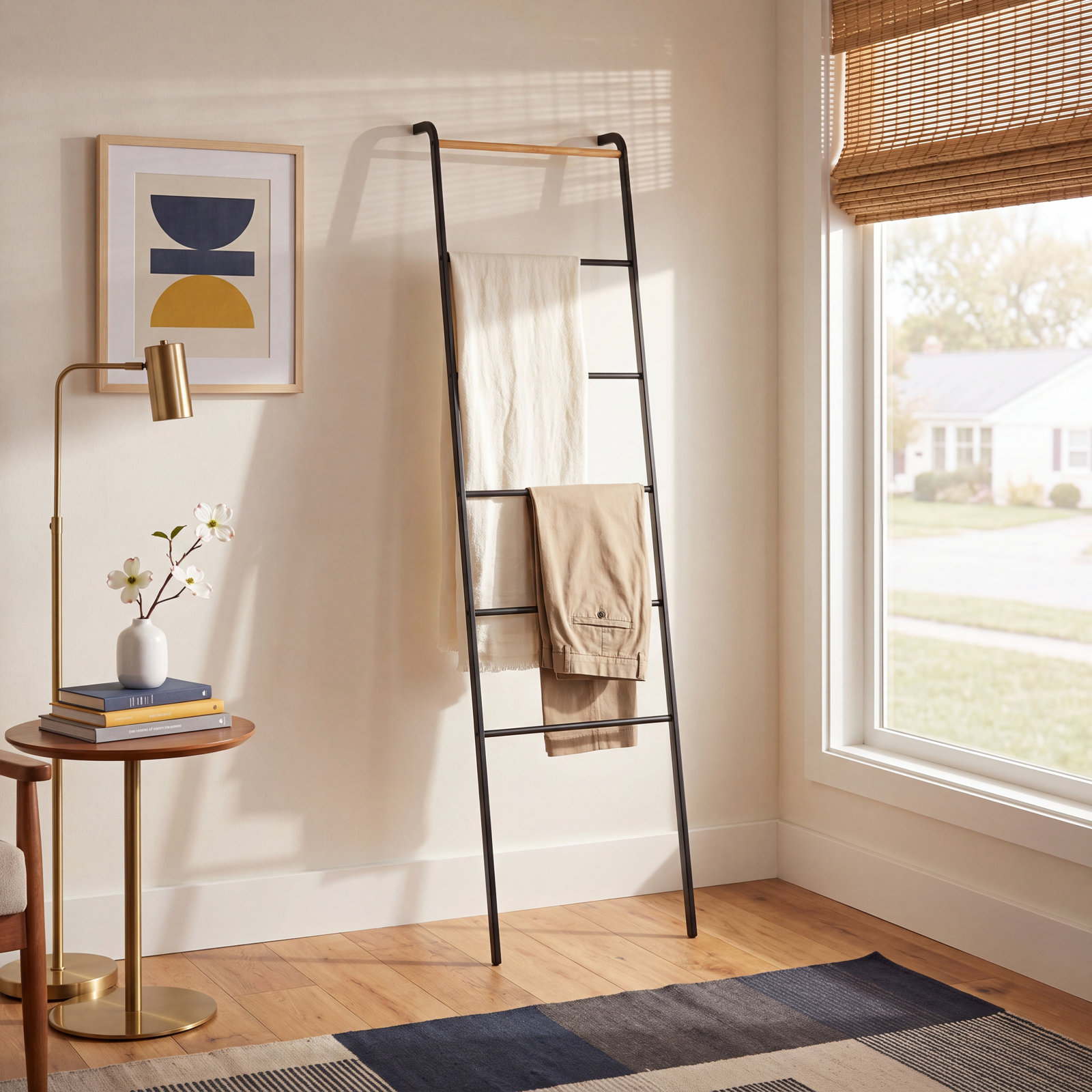 Leaning Blanket Ladder, Black