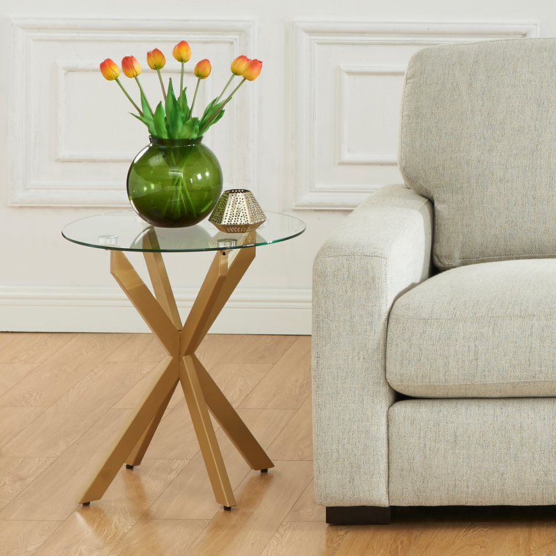 Jaona Glass Top End Table, Gold