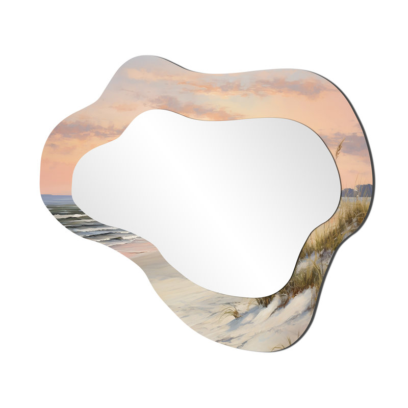 Grand miroir mural asymétrique nautique Beach Pastel, 25 po x 28 po
