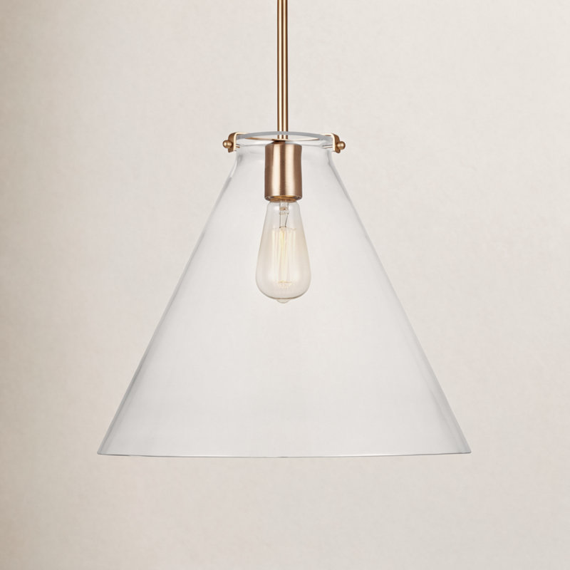 Luminaire suspendu conique à 1 lumière Catryn, Laiton satiné