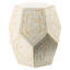 Tabouret à capes hexagonales crème et jaune 18 x 18 x 21 po, caractéristiques incrustées, décorations en forme de losange, à utiliser comme table d'appoint, caractéristiques, motifs, utilisation