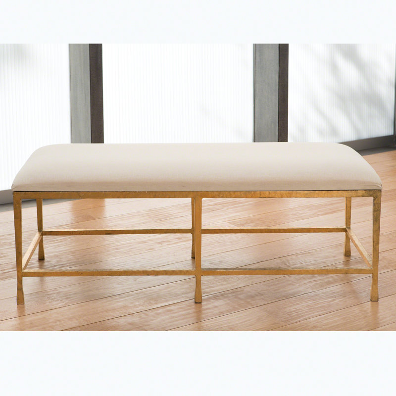 Banc quadruple avec coussin en mousseline, Feuille d'or