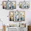 Blooming Mums, peinture en beige et bleu - Ensemble de 3 impressions sur toile de mamans-1022528581-1022528583
